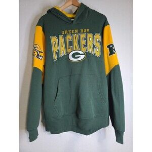 Green Bay Packers Sweatshirt Mens XL Big Logo Green Yellow Embroidered w/pockets